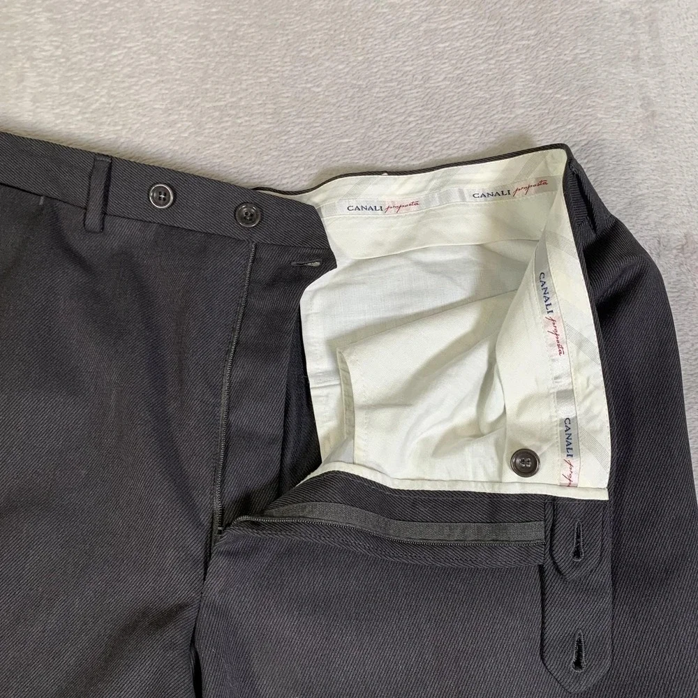 Canali Proposta Pants Mens 40x30 (Tag IT 58) Gray Wool Dress Classic Italy FLAWS